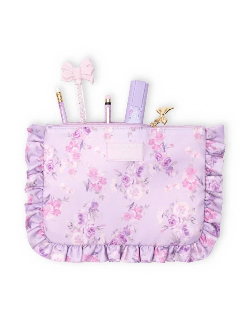 LoveShackFancy x Target - Yoobi Happy Thoughts Ruffle Flat Zip Pencil Case NWT